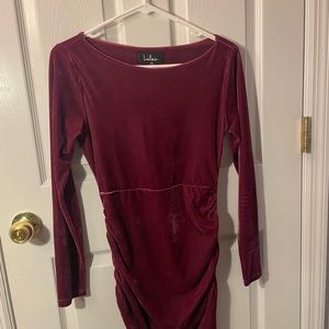 Body con maroon velvet dress size XS